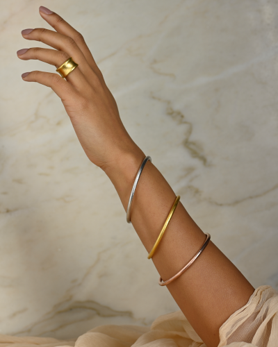 Yellow Hammered Gold Bracelet